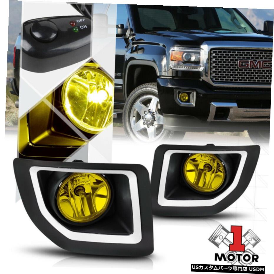 イエローフォグランプランプワット/ 15-19 GMCシエラ3500分の2500 HD用スイッチ+ハーネス+ベゼル Yellow Fog Light Lamps w/Switch+Harness+Bezel for 15-19 GMC Sierra 2500/3500 HD 【並行輸入品】