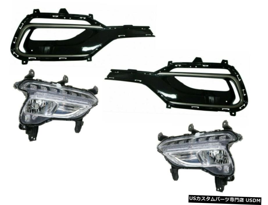 FIT HYUNDAI SANTA FE SPORT 2017-2018フォグランプDRL TRIMガーニッシュベゼル4PC FIT HYUNDAI SANTA FE SPORT 2017-2018 FOG LIGHTS DRL TRIM GARNISH BEZELS 4PC 【並行輸入品】｜カスタムパーツ WORLD倉庫