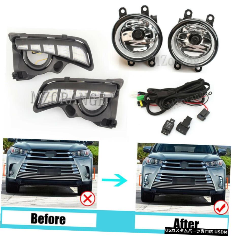 トヨタハイランダー17 18表がわバンパーledフォグランプdrl使いみちのワイヤベゼルを移います For Toyota Highlander 17 18 Front Bumper Led Fog Light Drl Switch Wire Bezel Double19productions Com