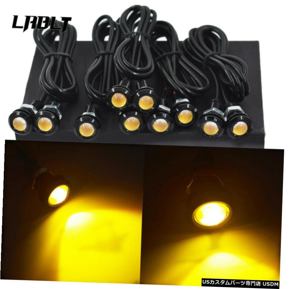 10Xのアンバーイエロー18MMイーグルアイ9W LEDフォグランプDRLリバースバックアップライトカーモーター 10X Amber Yellow 18MM Eagle Eye 9W LED Fog DRL Reverse Backup Light Car Motor 【並行輸入品】