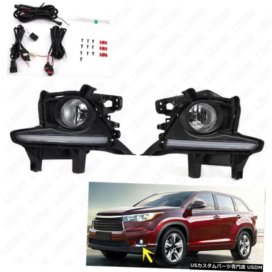 以下のための14-16トヨタハイランダークリアレンズフォグランプLED DRL w / wの/ /ベゼルワット電球のスイッチ For 14-16 Toyota Highlander Clear Lens Fog Light LED DRL w/Switch w/Bulb w/Bezel 【並行輸入品】