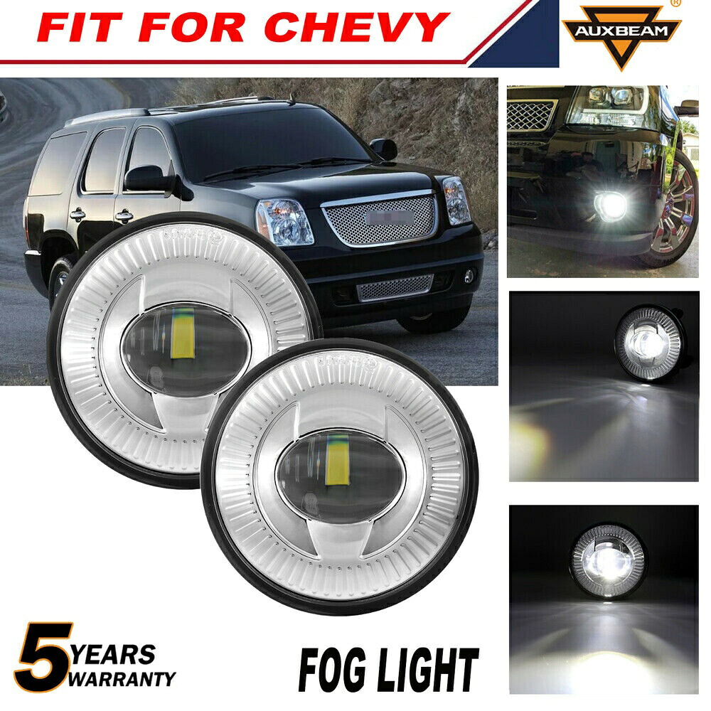 7月14日サバーバンタホ私たちのためにAUXBEAM 2個クロームラウンドLEDフォグランプランプフィット AUXBEAM 2pcs Chrome Round LED Fog Lights Lamps Fit For 07-14 Suburban Tahoe US 【並行輸入品】