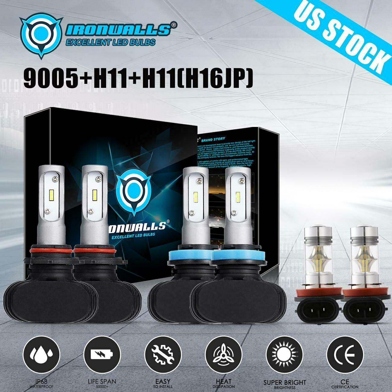 コンボH11 9005 H11 CSP LEDヘッドライトの変換キットのHi-ロービームフォグランプ6000K Combo H11 9005 H11 CSP LED Headlight Conversion Kit Hi-Low Beam Fog Light 6000K 【並行輸入品】