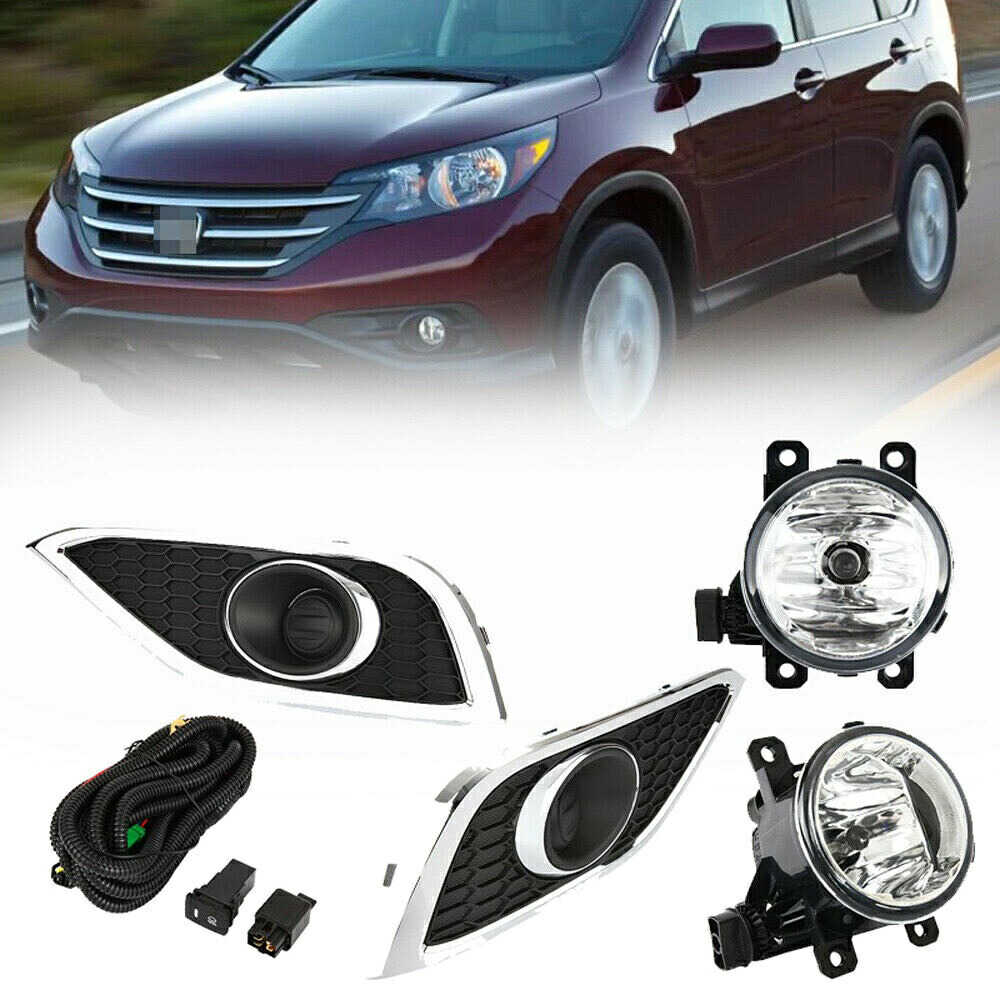 2012-2014ホンダCRV 4DRクリアバンパーフォグランプランプコンプリートキット米国のための適合 Fit for 2012-2014 Honda CRV 4Dr Clear Bumper Fog Lights Lamps Complete Kit US 【並行輸入品】