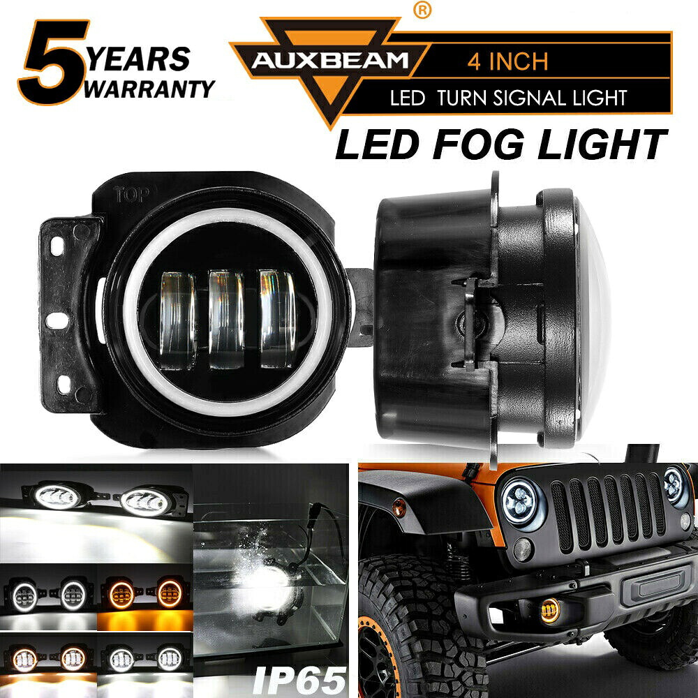 フォグランプランプを渡すAUXBEAM 4''inchブラックLEDスポットジープラングラーJLに適合18+ AUXBEAM 4''inch Black LED Spot Passing Fog Lights Lamp Fits Jeep Wrangler JL 18+ 【並行輸入品】