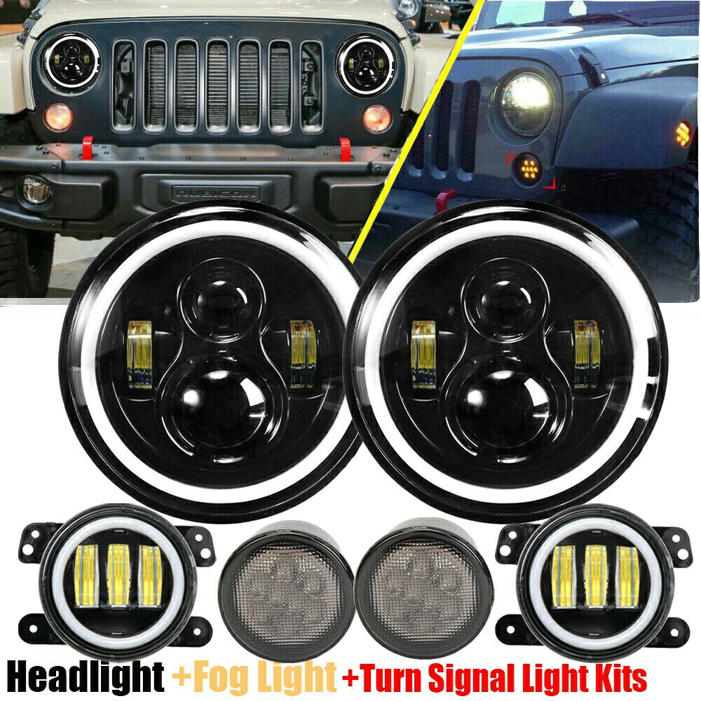 7''LEDヘッドライト+は、ジープラングラーJK用の信号+フォグランプライトキットフィットを回し7月17日 7''LED Headlight +Turn Signal+Fog Lamp Lights Kit Fit for Jeep Wrangler JK 07-17 【並行輸入品】