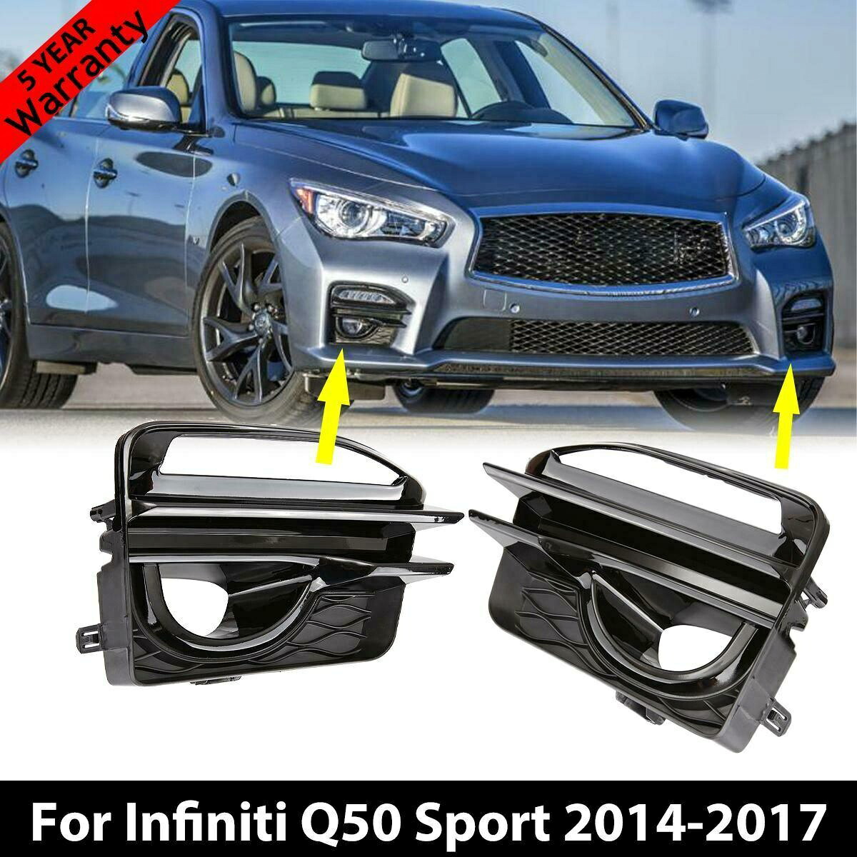 2014-2017インフィニティQ50スポーツスタイルフォグランプベゼルのフィラーカバートリムのための適合 Fit for 2014-2017 Infiniti Q50 Sport Style Fog Light Bezel Filler Cover Trim 【並行輸入品】