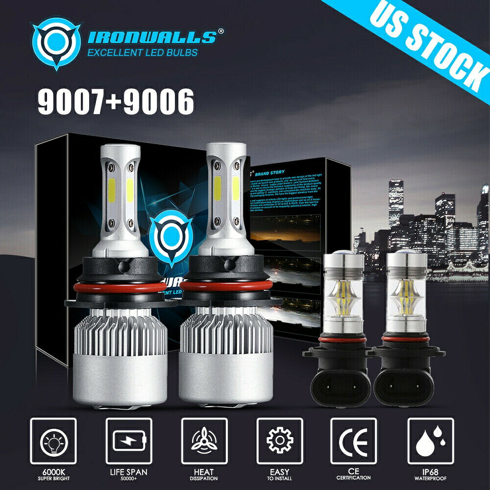 フォードF-250 1997 1998 1999用4倍速コンボ9007 9006 LEDヘッドライトのHi-低フォグランプ 4x Combo 9007 9006 LED Headlight Hi-Low Fog Lights for Ford F-250 1997 1998 1999 【並行輸入品】