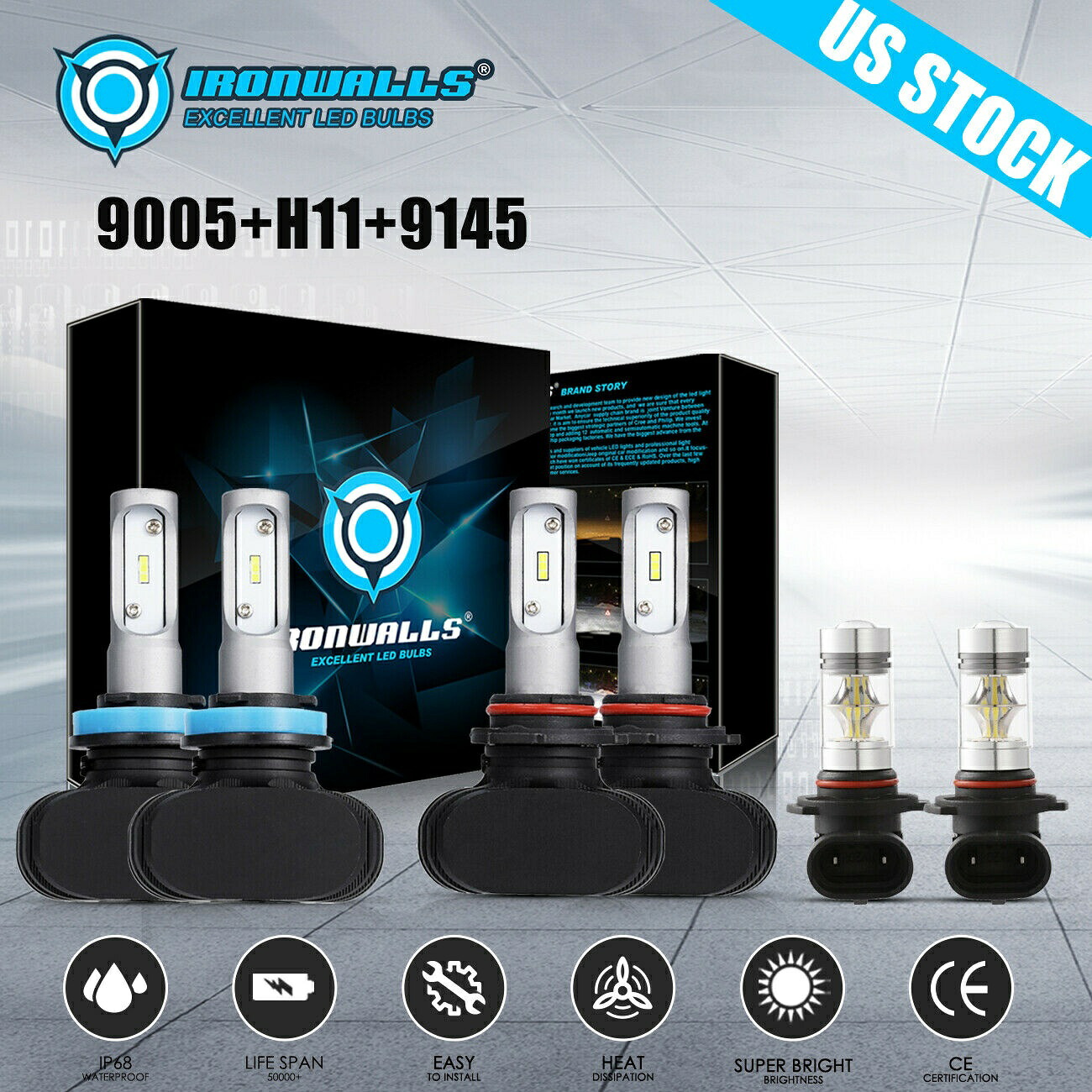 フォードF-150 2015-2020 H11 9005 9145のための6XコンボLEDヘッドライト球根フォグライト 6X Combo LED Headlight Bulbs Fog Light for Ford F-150 2015-2020 H11 9005 9145 【並行輸入品】