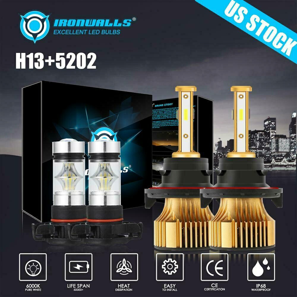 4面コンボH13 9008 5202 2504 LEDヘッドライトバルブHIGHLOWビームフォグライト 4 Sides Combo H13 9008 5202 2504 LED Headlight Bulb HighLow Beam Fog Light 【並行輸入品】