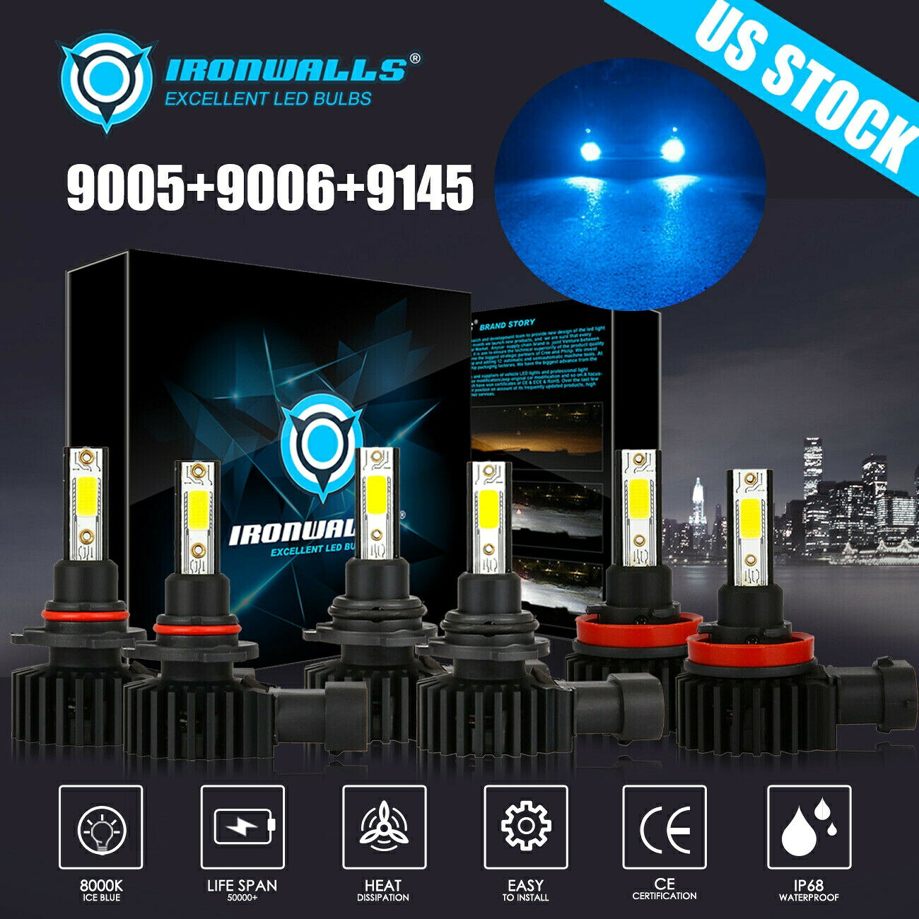 ダッジチャージャー2006 2007-2009-6x 8000K LEDヘッドライトのHi / Loのビーム+フォグランプ用 For Dodge Charger 2006 2007-2009-6x 8000K LED Headlights Hi/Lo Beam+ Fog Lights 【並行輸入品】