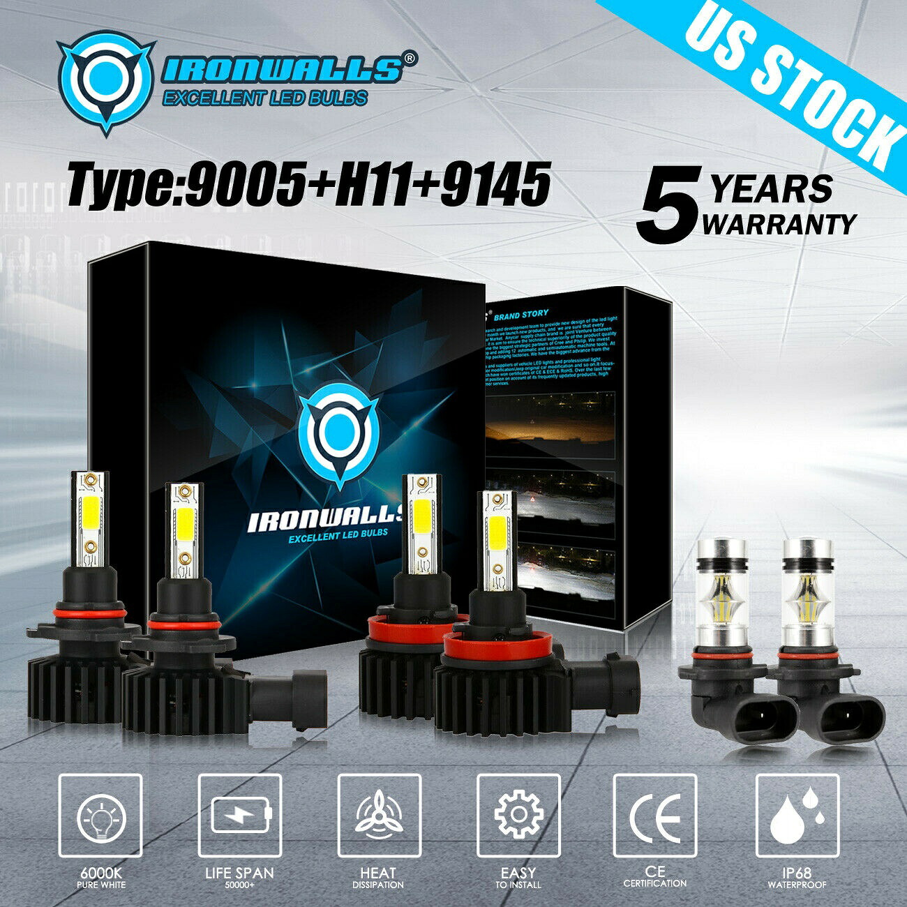 6PCSコンボ9005のH11 9145 LEDヘッドライト球根フォグランプフォードF-150 2015年から2020年のために 6PCS Combo 9005 H11 9145 LED Headlight Bulbs Fog Lights for Ford F-150 2015-2020 【並行輸入品】