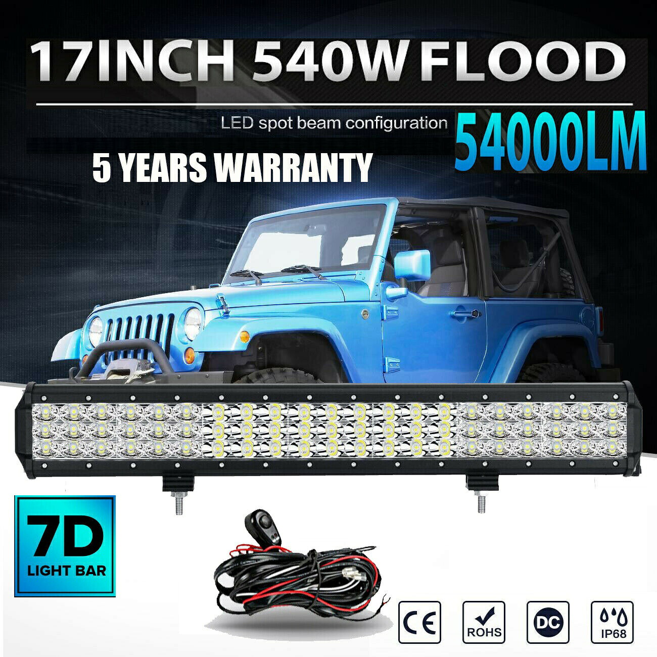 17インチ540W LEDワークライトバー洪水ポッドオフロードフォグランプ4WDピックアップトラックATV 17INCH 540W LED Work Light Bar Flood Pods Offroad Fog Lamp 4WD Pickup ATV Truck 【並行輸入品】