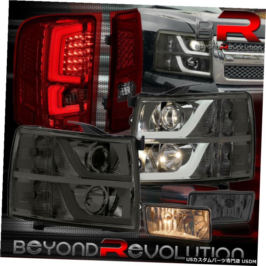2007-2013シルバラードスモークヘッドライトアセンブリのためのレッドテールライト+霧スモーク For 2007-2013 Silverado Smoked Headlights Assembly Smoke Red Tail Lights + Fogs 【並行輸入品】