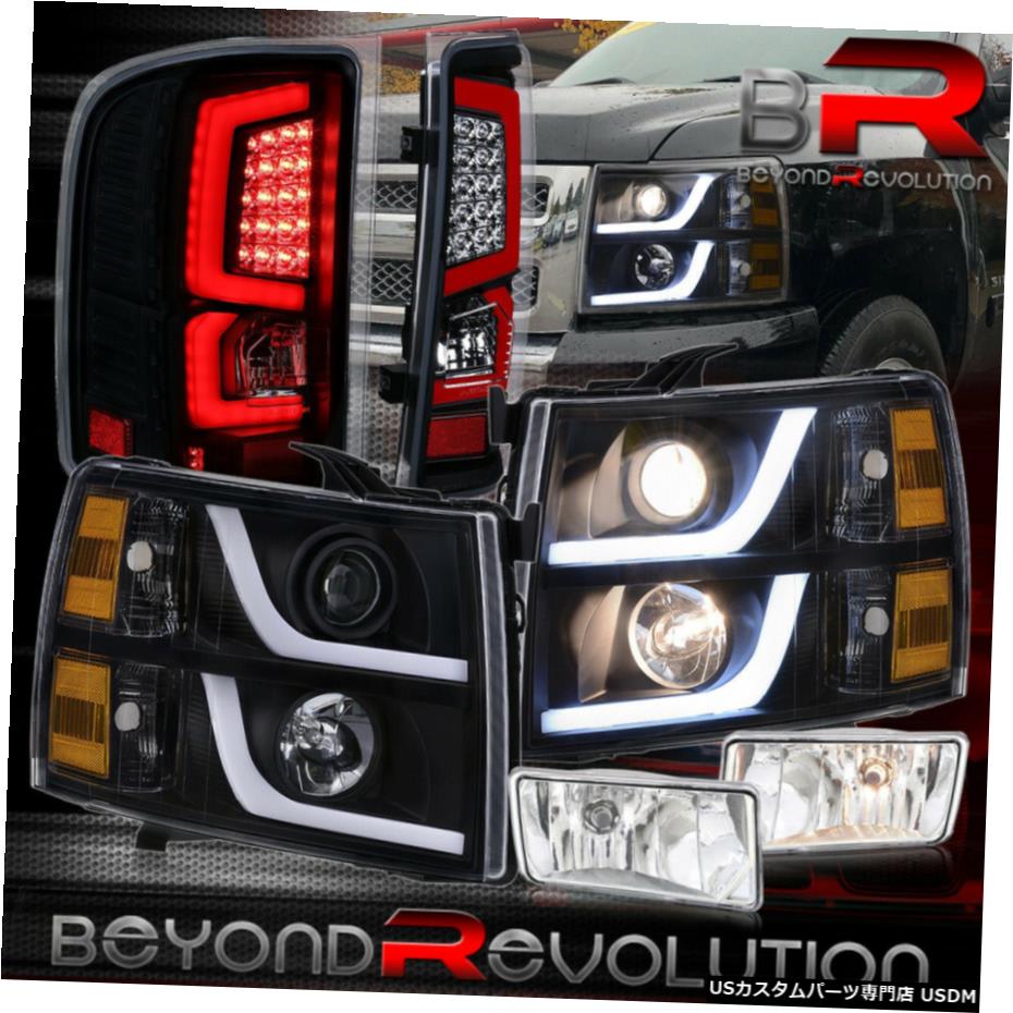 2007-2013シボレーシルバラードブラックアンバーDRLヘッドライトをLedテールライト+フォグランプ用 For 2007-2013 Chevy Silverado Black Amber Drl Headlight Led Tail Lights+Fog Lamp 【並行輸入品】