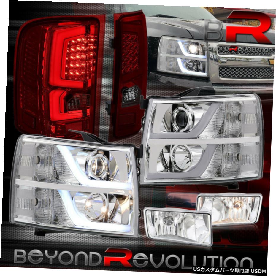2007-2013シルバラードヘッドライトLEDアセンブリスモークレッドテールライト+霧のために For 2007-2013 Silverado Headlights Assembly Led Smoked Red Tail Lights + Fogs 【並行輸入品】
