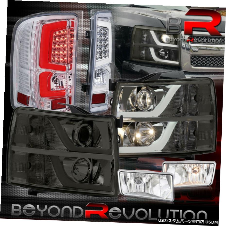 2007-2013シルバラードスモークヘッドライトアセンブリをクリアテールライト+クリア霧のために For 2007-2013 Silverado Smoked Headlights Assembly Clear Tail Lights +Clear Fogs 【並行輸入品】