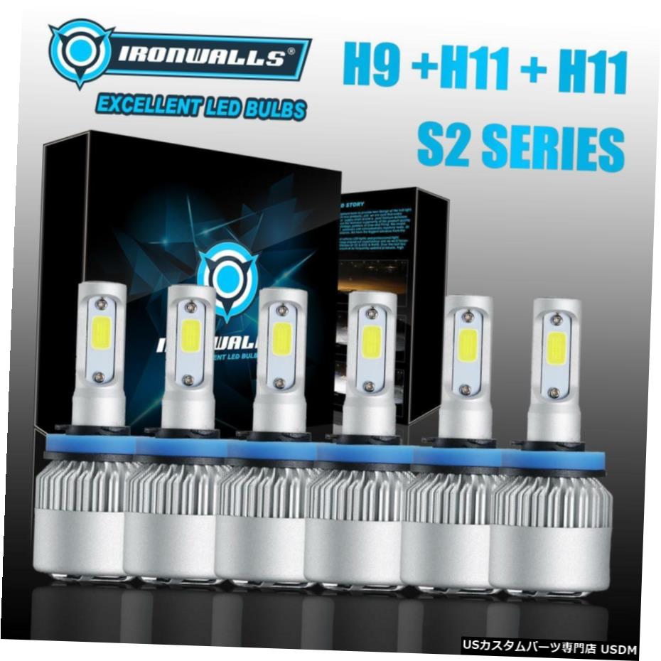 IRONWALLSコンボ球根H9 H11 + H11 + H8 LEDヘッドライトハイ+ロービーム+フォグランプキット6X IRONWALLS Combo Bulbs H9 H11+H11+H8 LED Headlight High+Low Beam+Fog Light Kit 6x 【並行輸入品】