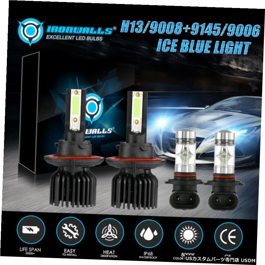 8000K H13 9008 LEDヘッドライト+ 9145 2004から2014フォードF-150のための9140フォグランプコンボ 8000K H13 9008 LED Headlight+9145 9140 Fog Lights Combo for 2004-2014 Ford F-150 【並行輸入品】