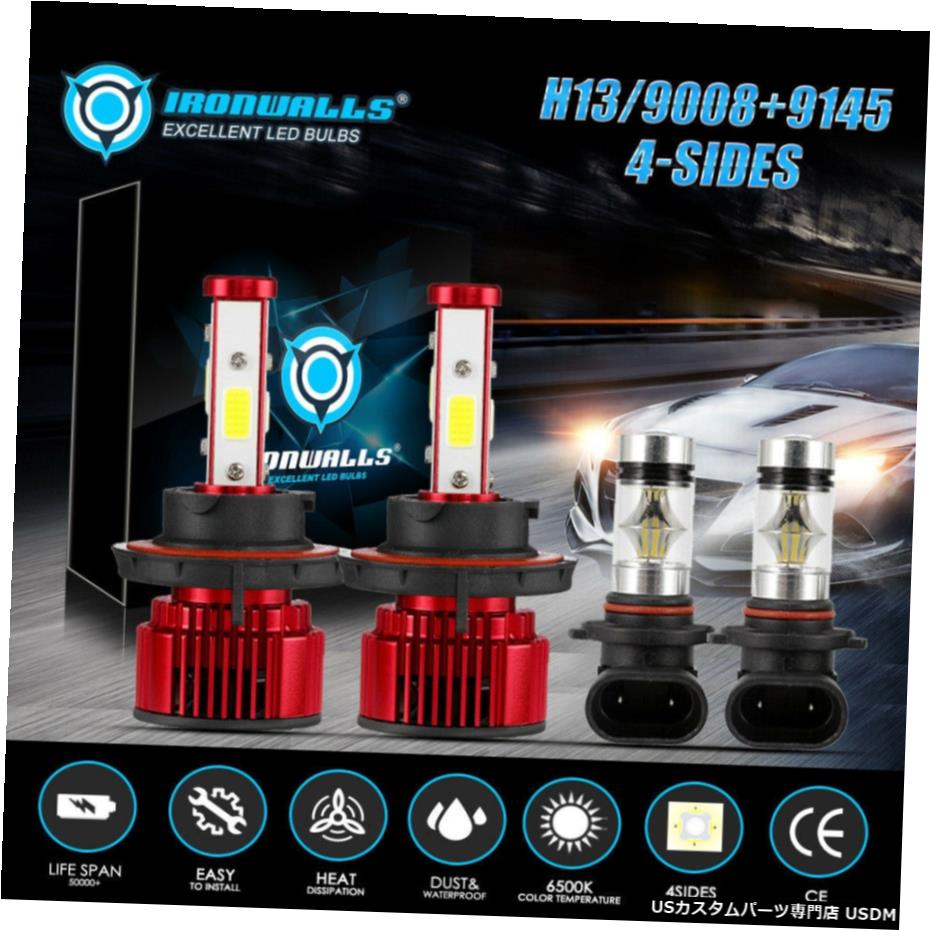 フォードF-150 2004-2014ため4sides H13 9008 LEDヘッドライト+ 9145フォグライトコンボ電球 4sides H13 9008 LED Headlight+9145 Fog Light Combo Bulb for Ford F-150 2004-2014 【並行輸入品】