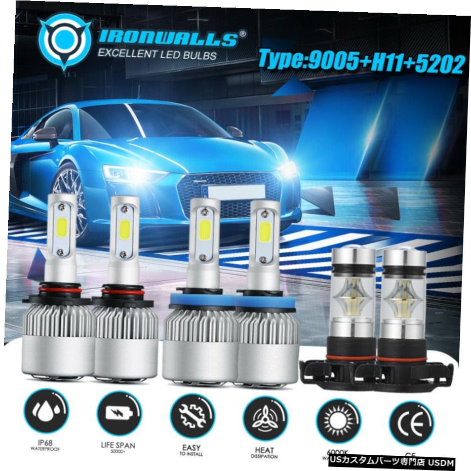 コンボ9005 H11 5202 LEDヘッドライト高低球根のフォグランプ3セットのスーパーブライト Combo 9005 H11 5202 LED Headlight High Low Bulbs Fog Lights 3 Sets Super Bright 【並行輸入品】 33,176円