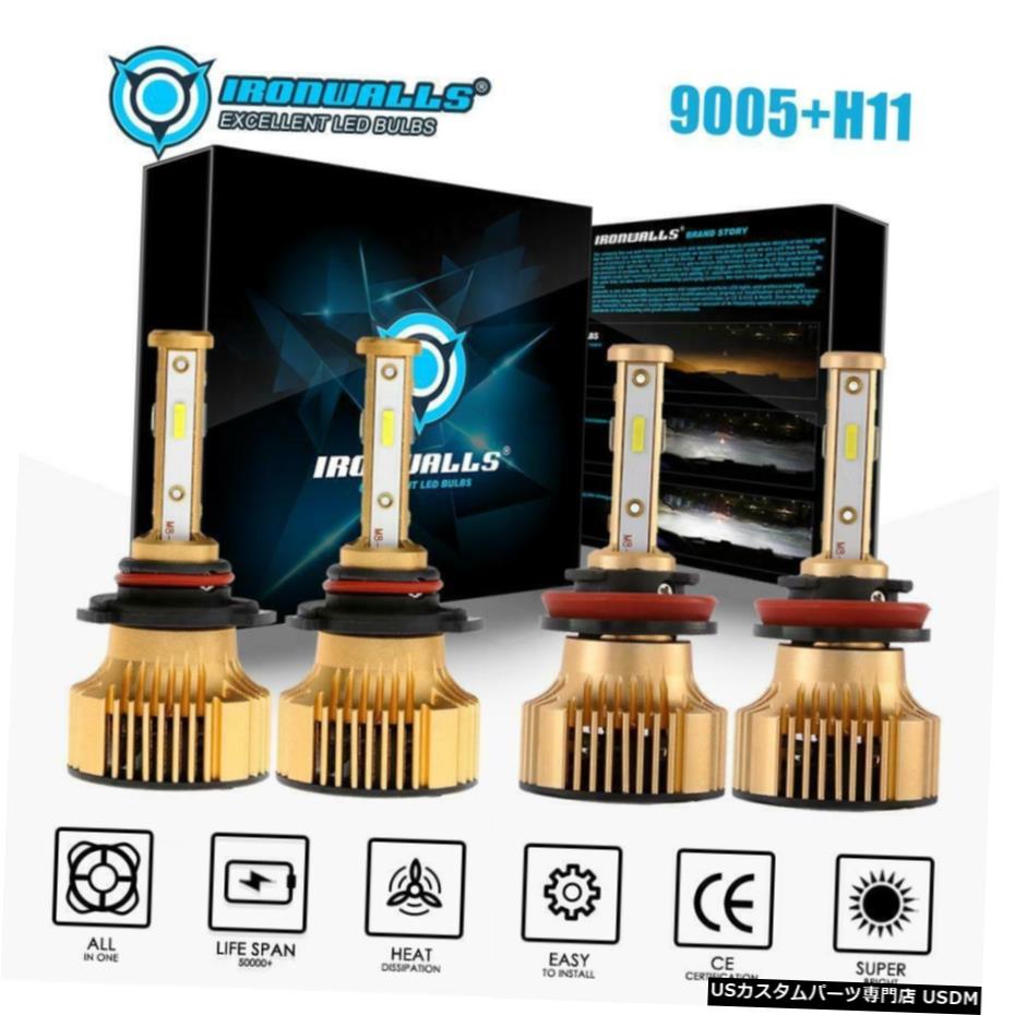 2ペアコンボ9005 + H11 LEDヘッドライト球根の高ロービームキット6000Kスーパーホワイト 2 Pairs Combo 9005+H11 LED Headlight Bulbs High Low Beam Kit 6000K Super White 【並行輸入品】