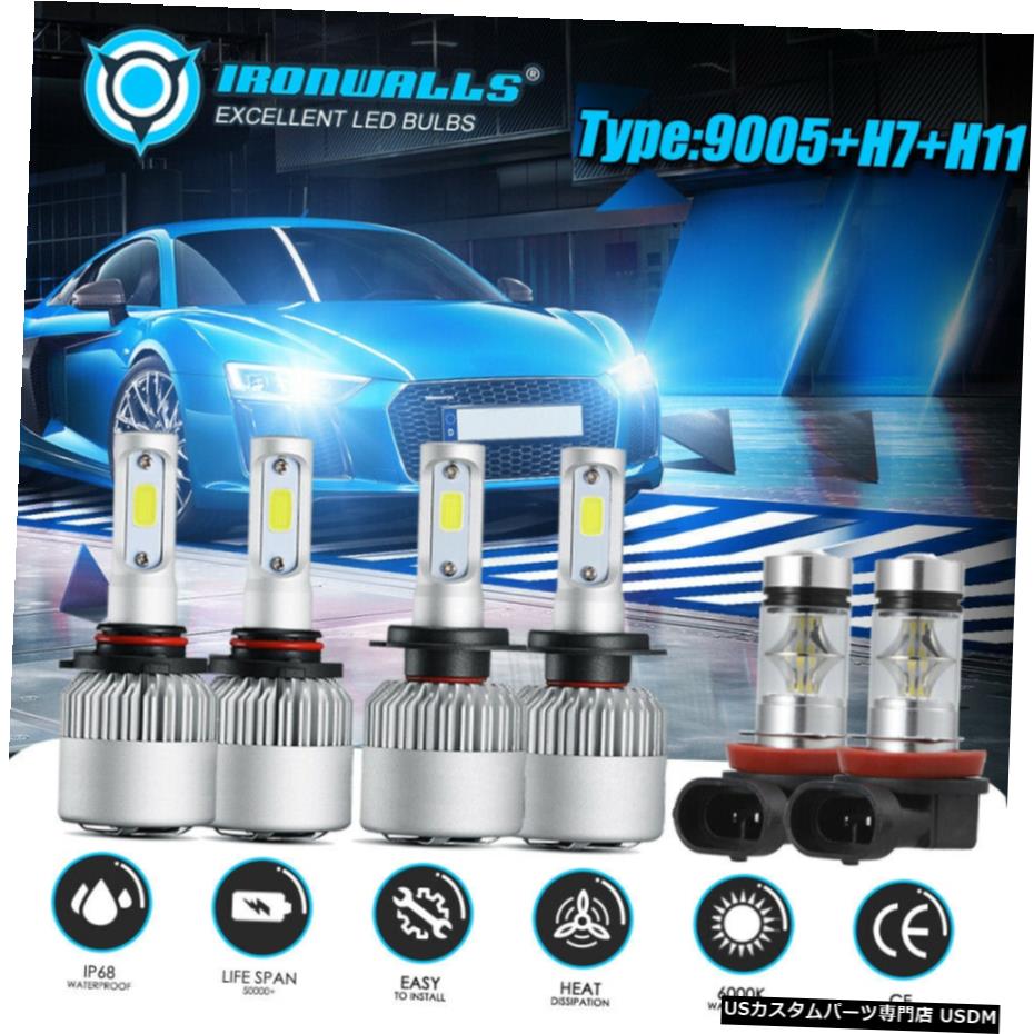 コンボ9005個の+ H7 + H11 LEDヘッドライトキット高低ビーム球根6000Kフォグランプセット Combo 9005 + H7 + H11 LED Headlight Kit High Low Beam Bulbs 6000K Fog Light Sets 【並行輸入品】