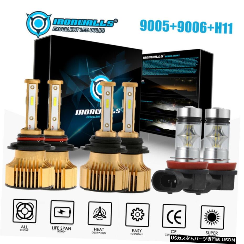 6PCS 9005 + 9006 + H11コンボCOB LEDヘッドライト球根+フォグライトはハイ/ロービーム6000Kをキッティング 6Pcs 9005+9006+H11 Combo COB LED Headlight Bulbs+Fog Light kit Hi/Lo Beam 6000K 【並行輸入品】