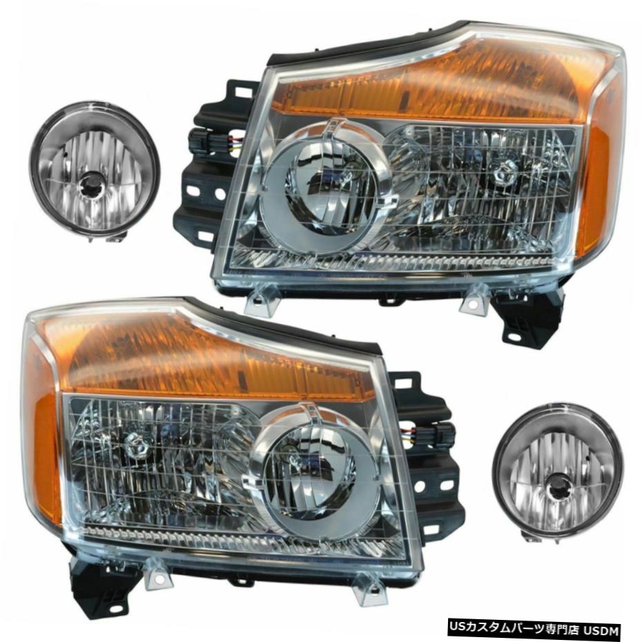 8月15日日産タイタンの新4のヘッドライトフォグライトランプ照明キットセットLH RH Headlight Fog Light Lamp Lighting Kit Set LH RH of 4 for 08-15 Nissan Titan New 【並行輸入品】