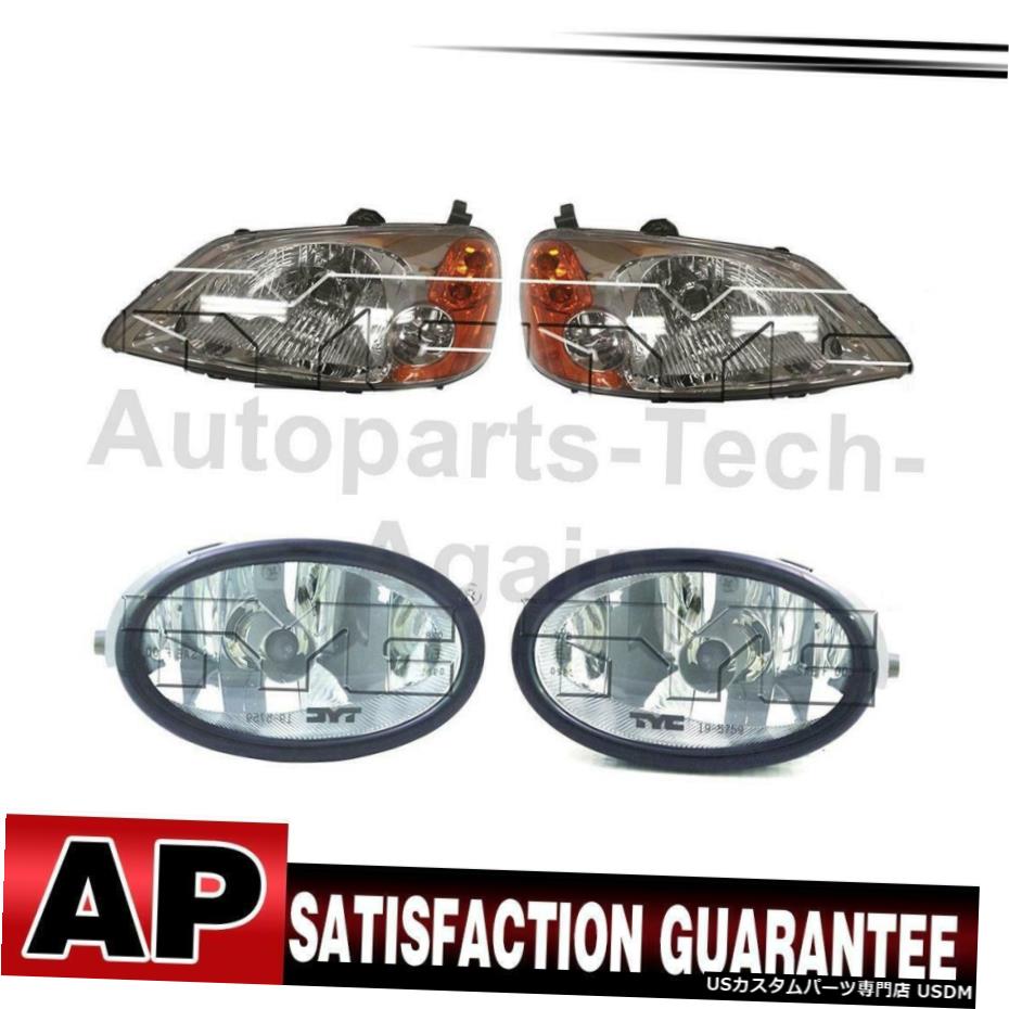 ホンダシビックのために4のTYCヘッドライトアセンブリフォグライトアセンブリは、左右のセット TYC Headlight Assembly Fog Light Assembly Left Right Set Of 4 For Honda Civic 【並行輸入品】