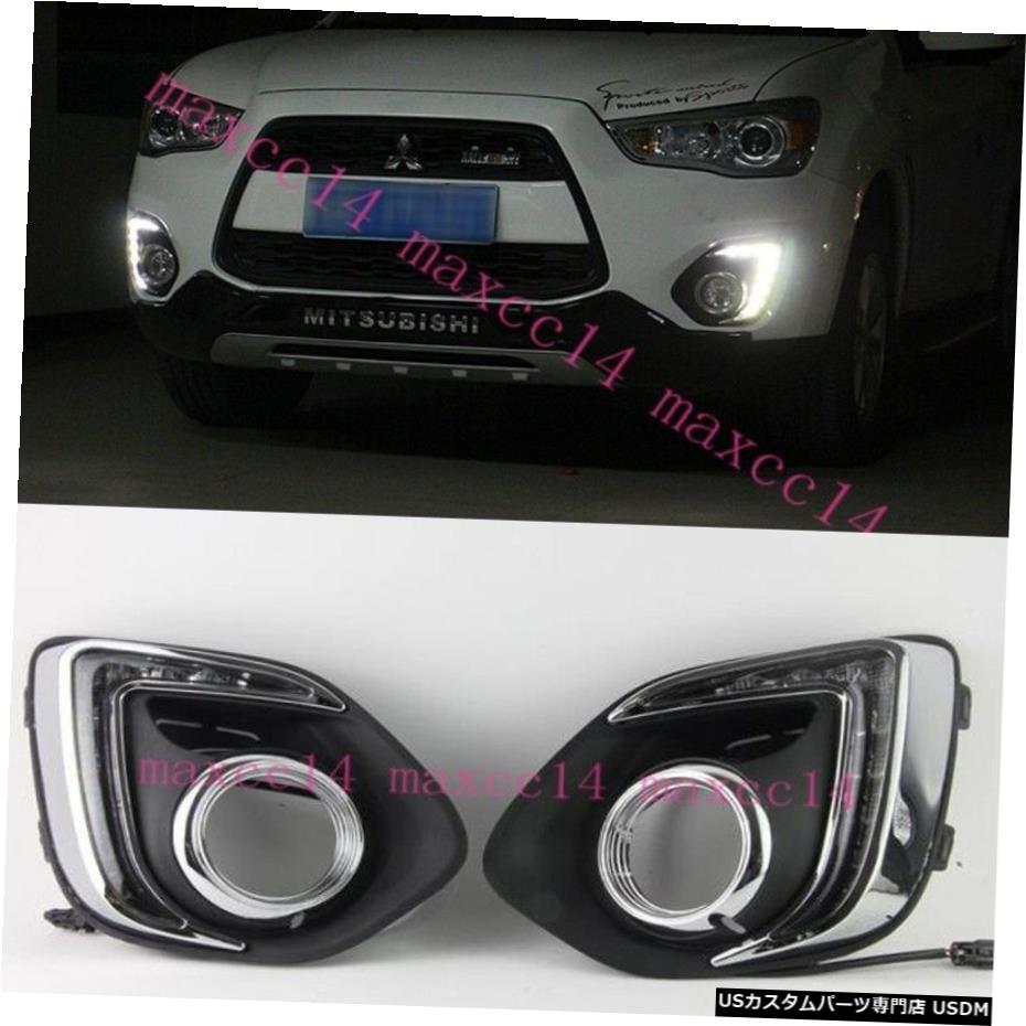 三菱ASX 2013 2014ホワイトLED昼間の日のフォグランプDRL RUNランプ用 For Mitsubishi ASX 2013 2014 White LED Daytime Day Fog Lights DRL Run lamp 【並行輸入品】