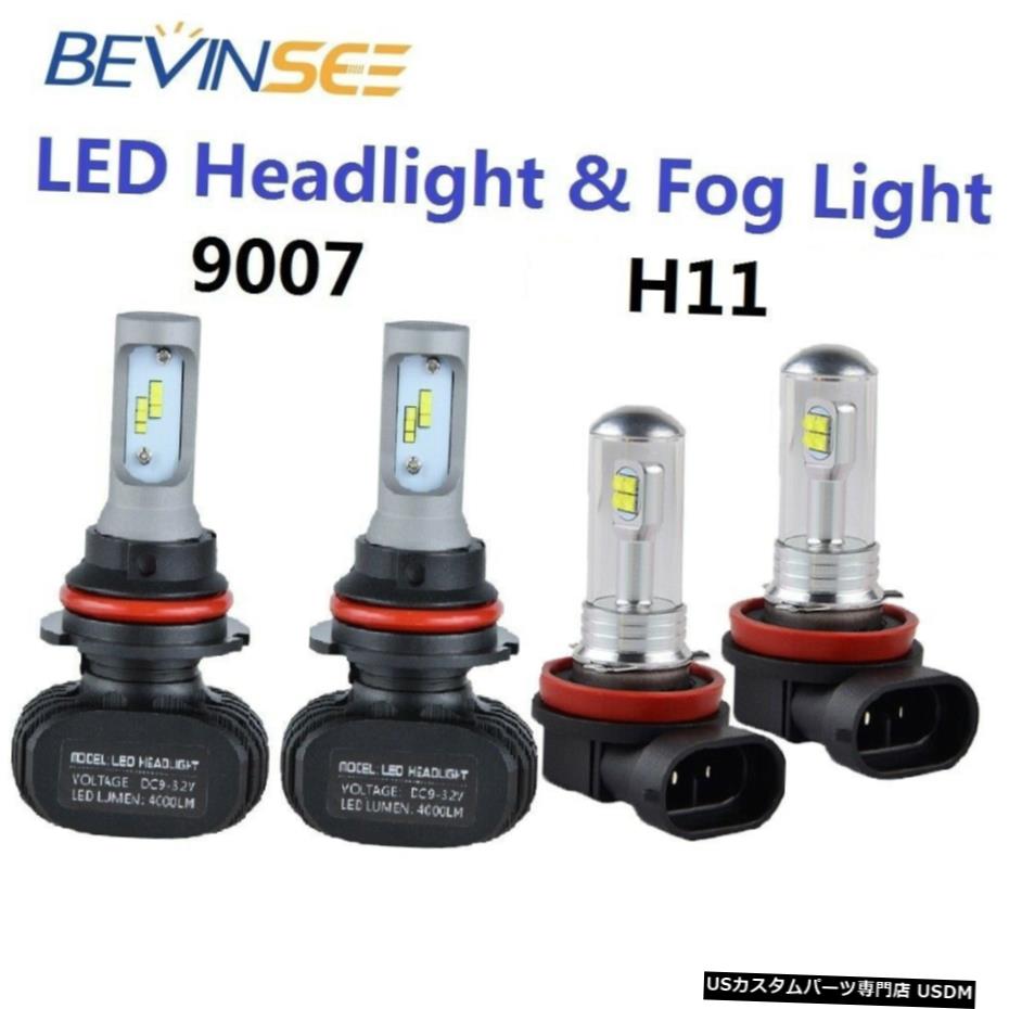 ポンティアックG5 2007年から2010年4X 9007 LEDヘッドライト+ H11フォグランプ6500Kホワイト電球用 For Pontiac G5 2007-2010 4X 9007 LED Headlight + H11 Fog Light 6500K White Bulbs 【並行輸入品】