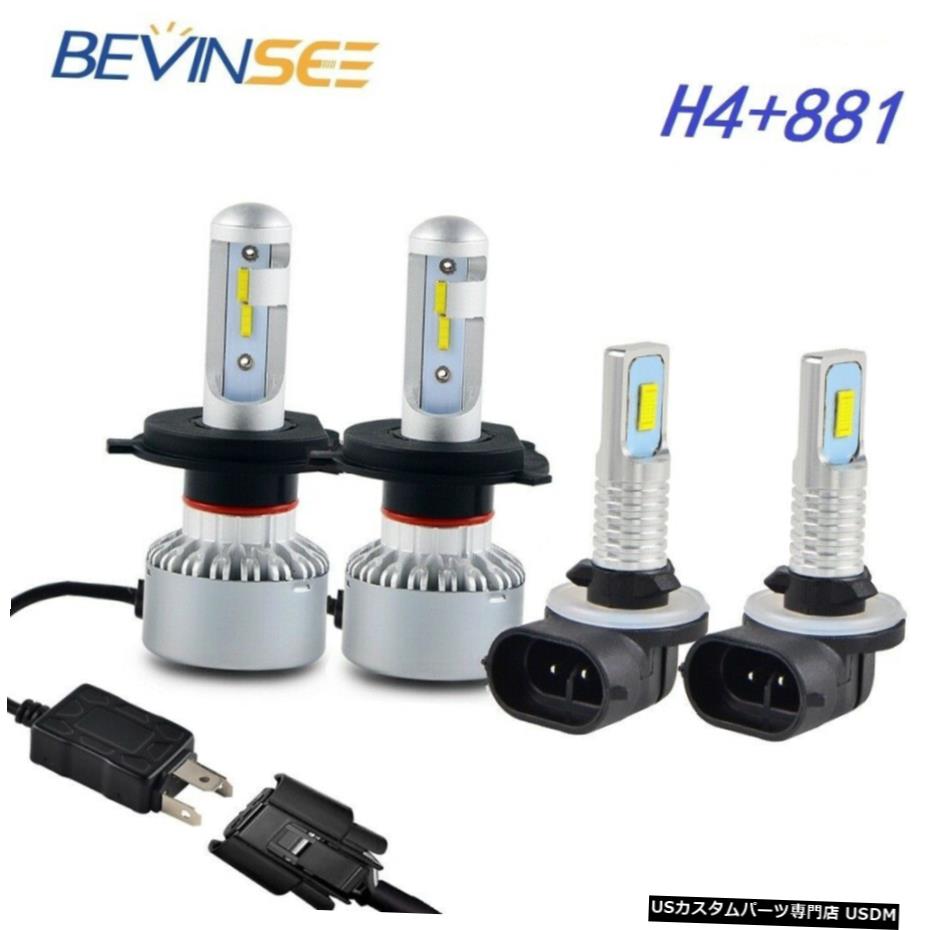 現代アクセント2000-2014コンボH4 9003 + 881 LEDヘッドライトフォグ電球については4倍 4x For Hyundai Accent 2000-2014 Combo H4 9003 + 881 LED Headlight Fog Light Bulb 【並行輸入品】