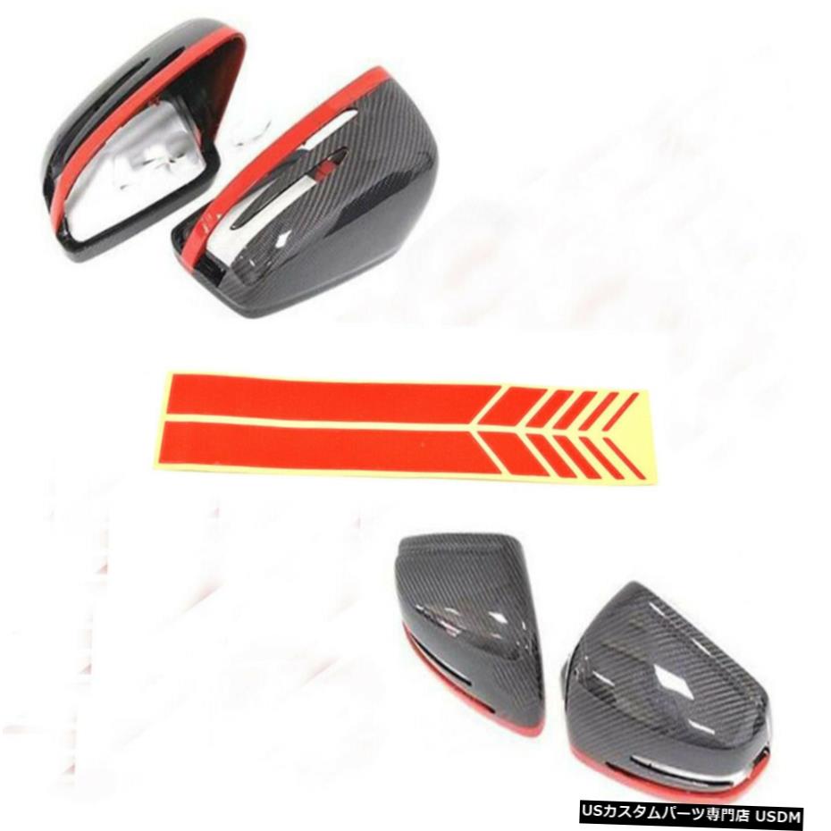 エアロパーツ 2PCレッドストライプデカールステッカー車のリアビューミラー用ベンツBMWアウディスバル 2PC Red Stripe Decal Sticker Car Rear View Mirror For Benz BMW Audi Subaru 【並行輸入品】