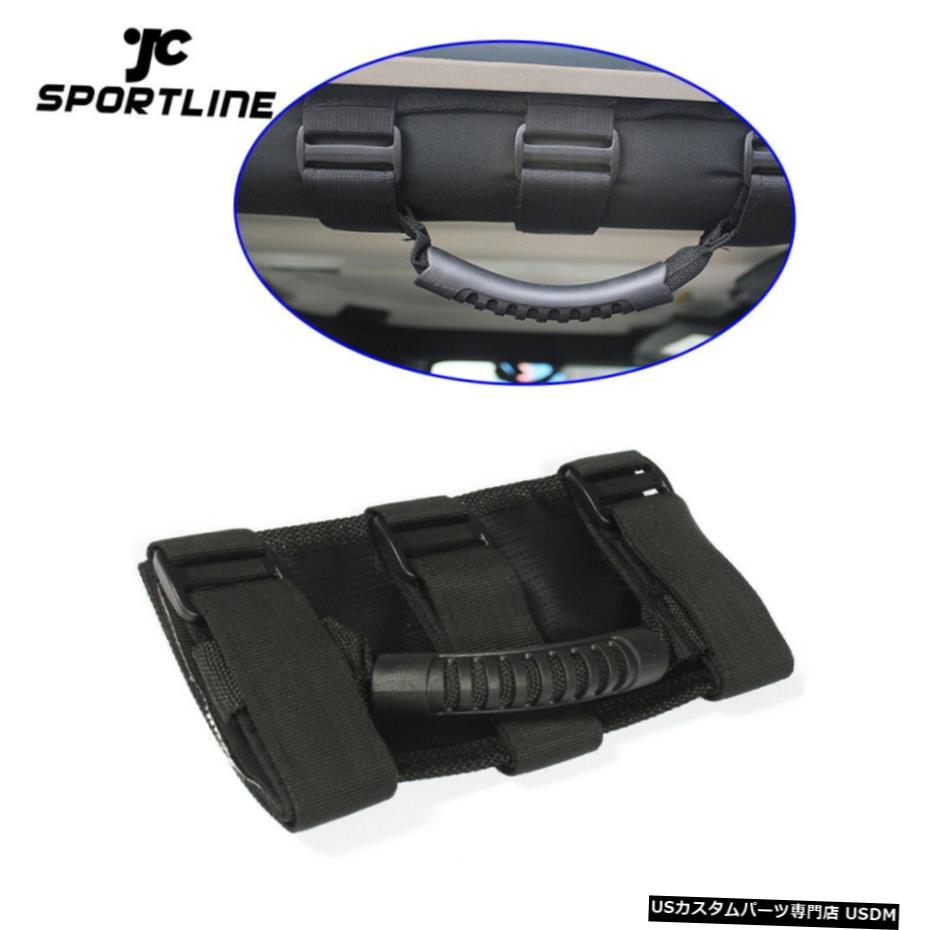 エアロパーツ オフロードのためにジープラングラーJK CJ TJ V用ブラックロールバーマウントサイドグラブハンドル Black Roll Bar Mount Side Grab Handle for Off Road For Jeep Wrangler JK CJ TJ V 【並行輸入品】