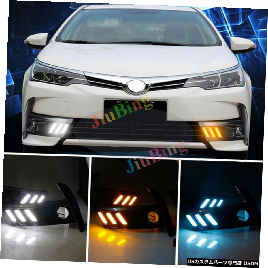 エアロパーツ トヨタカローラについて2017ホワイト+ブルー+信号昼間runingてライトLEDフォグランプを回し For Toyota Corolla 2017 White+Blue+Turn Signal Daytime Runing Light LED Fog Lamp 【並行輸入品】