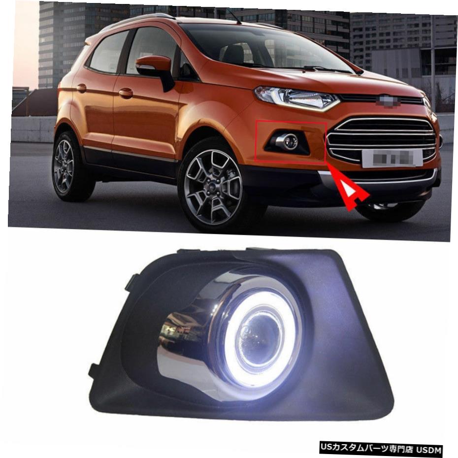 エアロパーツ フォグランプランプキット+ COBエンジェルアイバンパーカバーレンズにフォードEcoSport 2013 Fog Lights Lamp Kit+ COB Angel Eye Bumper Cover Lens For Ford EcoSport 2013 【並行輸入品】