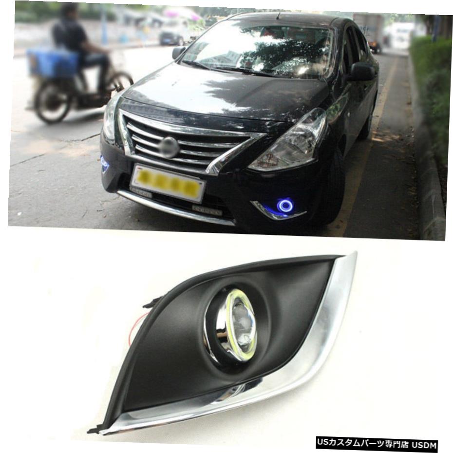 エアロパーツ 日産バーサ2015-2018極上のCOBフォグランプ+ソースエンジェルアイバンパーカバーに For Nissan Versa 2015-2018 Superb COB Fog Lights + Source Angel Eye Bumper Cover 【並行輸入品】
