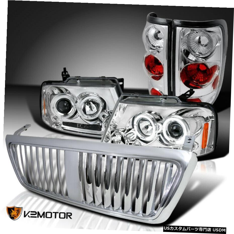 車用品 バイク用品 04から08 車用品 パーツ グリル グリル 外装 エアロパーツ 04 08 国内最大級の品揃え 外装 エアロパーツ グリル グリル 04から08 F150クロームヘイローledプロジェクターヘッドライト テールランプ 垂直グリルを取り付け Fit 04 08