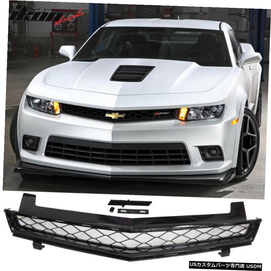 グリル 14 15シボレーカマロz28型フロントアッパーメッシュグリルグリルブラックフィット Fits 14 15 Chevy Camaro Z28 Type Front Upper Mesh Grill Grille Black Voli Me
