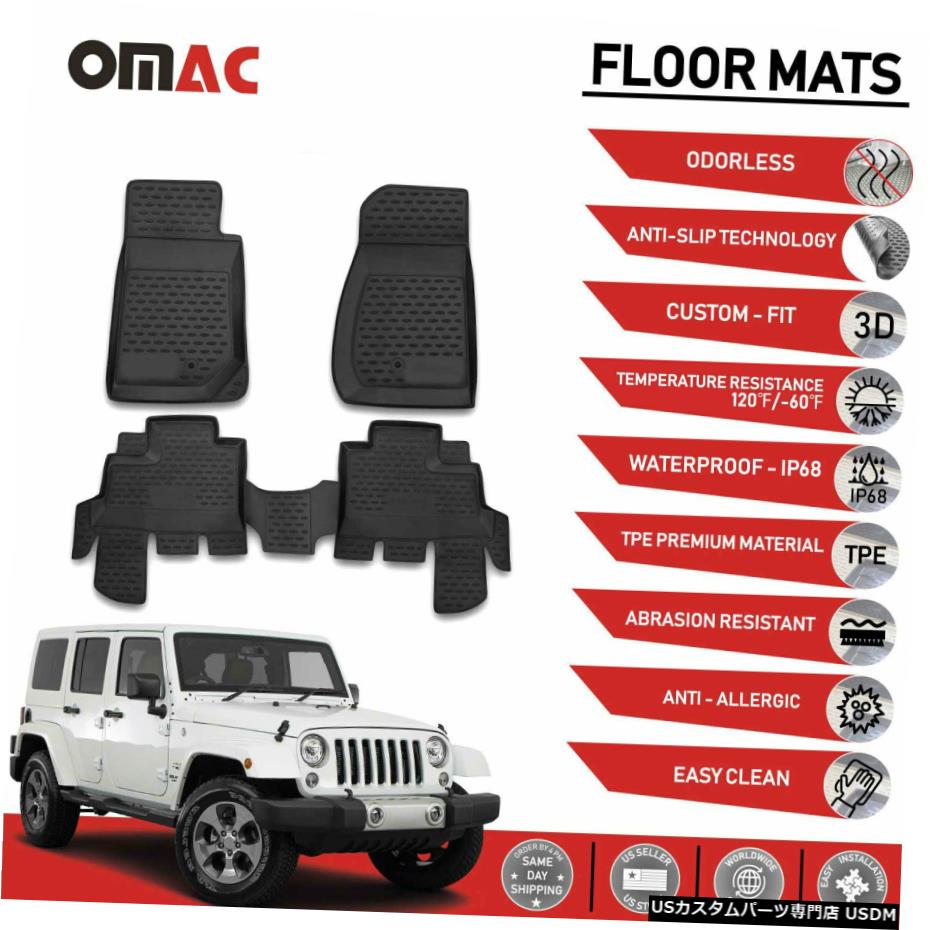 Floor Mat ブラックフロアマットライナー3DモールドフィットジープラングラーJK4ドア2007-2018 Black Floor Mats Liner 3D Molded Fits Jeep Wrangler JK 4 Doors 2007-2018 【並行輸入品】 32,175円