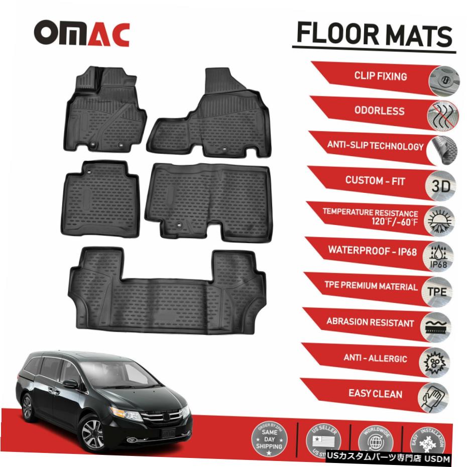 Floor Mat ホンダオデッセイ2011-2017用フロアマットライナー3Dモールドブラックフィット Floor Mats Liner 3D Molded Black Fits for Honda Odyssey 2011-2017 【並行輸入品】