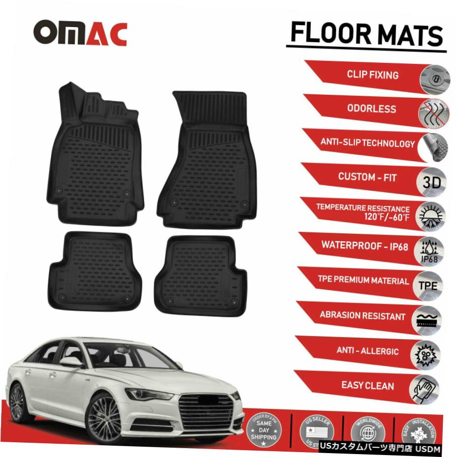 Floor Mat フロアマットライナーブラック3DモールドフィットアウディA6S6セダン2012-2018 Floor Mats Liner Black 3D Molded Fits Audi A6 S6 Sedan 2012-2018 【並行輸入品】