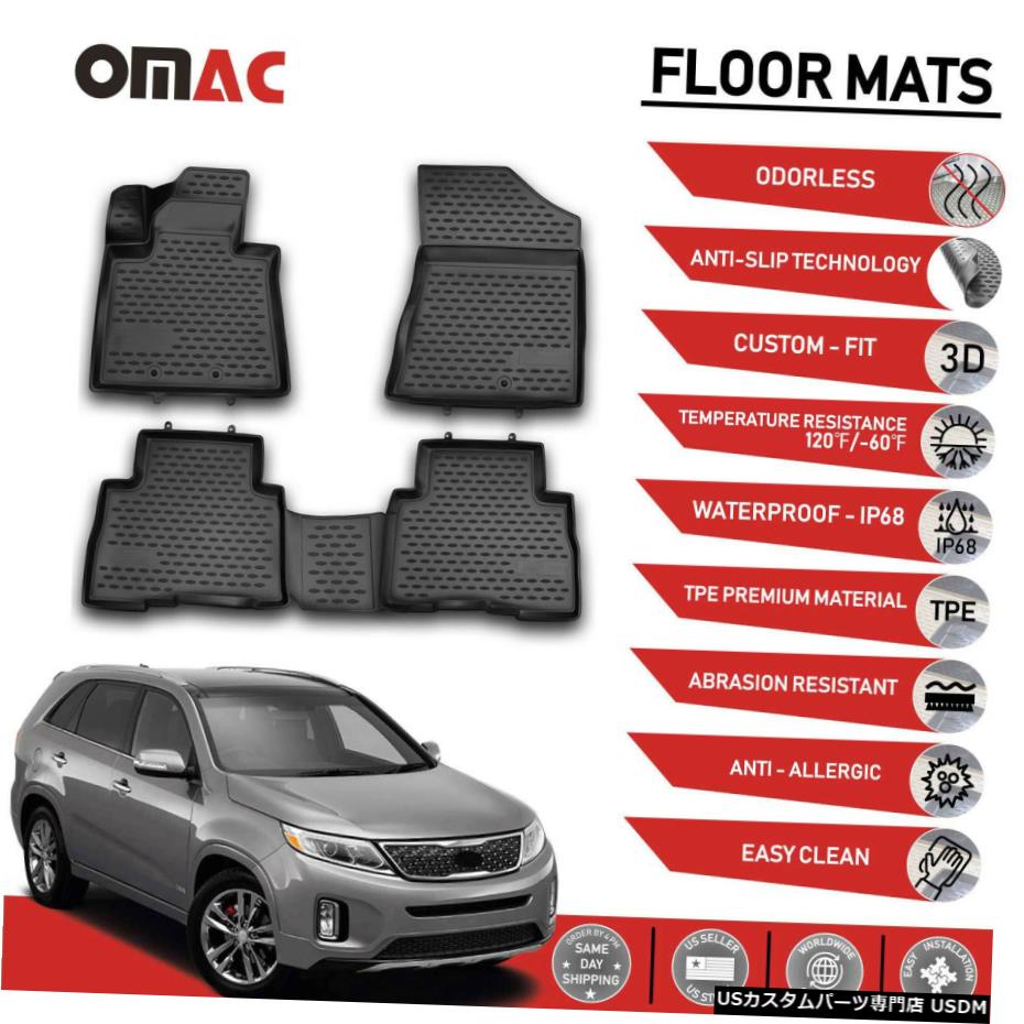 Floor Mat フロアマットライナー3Dモールドブラックセットは起亜ソレント2012-2015に適合 Floor Mats Liner 3D Molded Black Set Fits Kia Sorento 2012-2015 【並行輸入品】