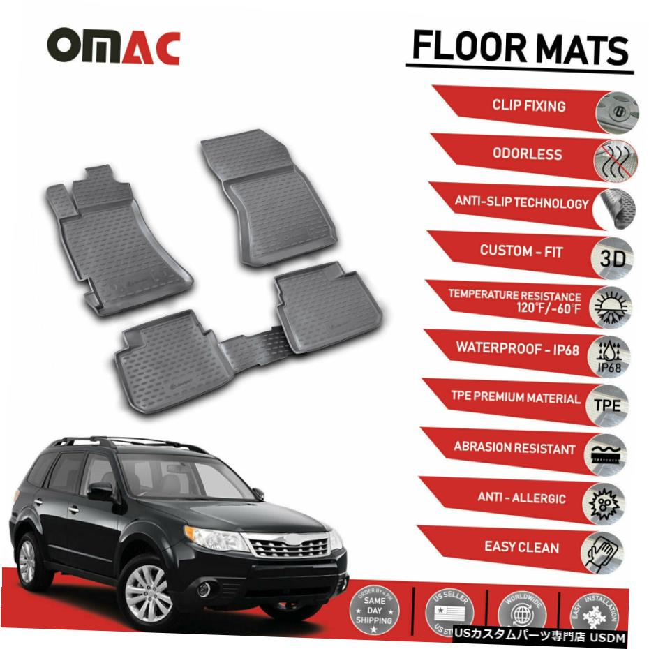 Floor Mat スバルフォレスター2009-2013用フロアマットライナー3Dモールドブラックフィット Floor Mats Liner 3D Molded Black Fits for Subaru Forester 2009-2013 【並行輸入品】