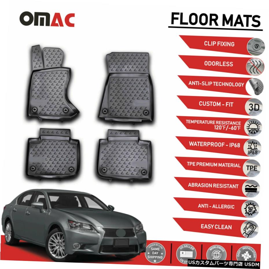 Floor Mat フロアマットライナー3DモールドブラックフィットセットレクサスGS3502013-2020、AWD付き Floor Mats Liner 3D Molded Black Fits Set for Lexus GS350 2013-2020 with AWD 【並行輸入品】