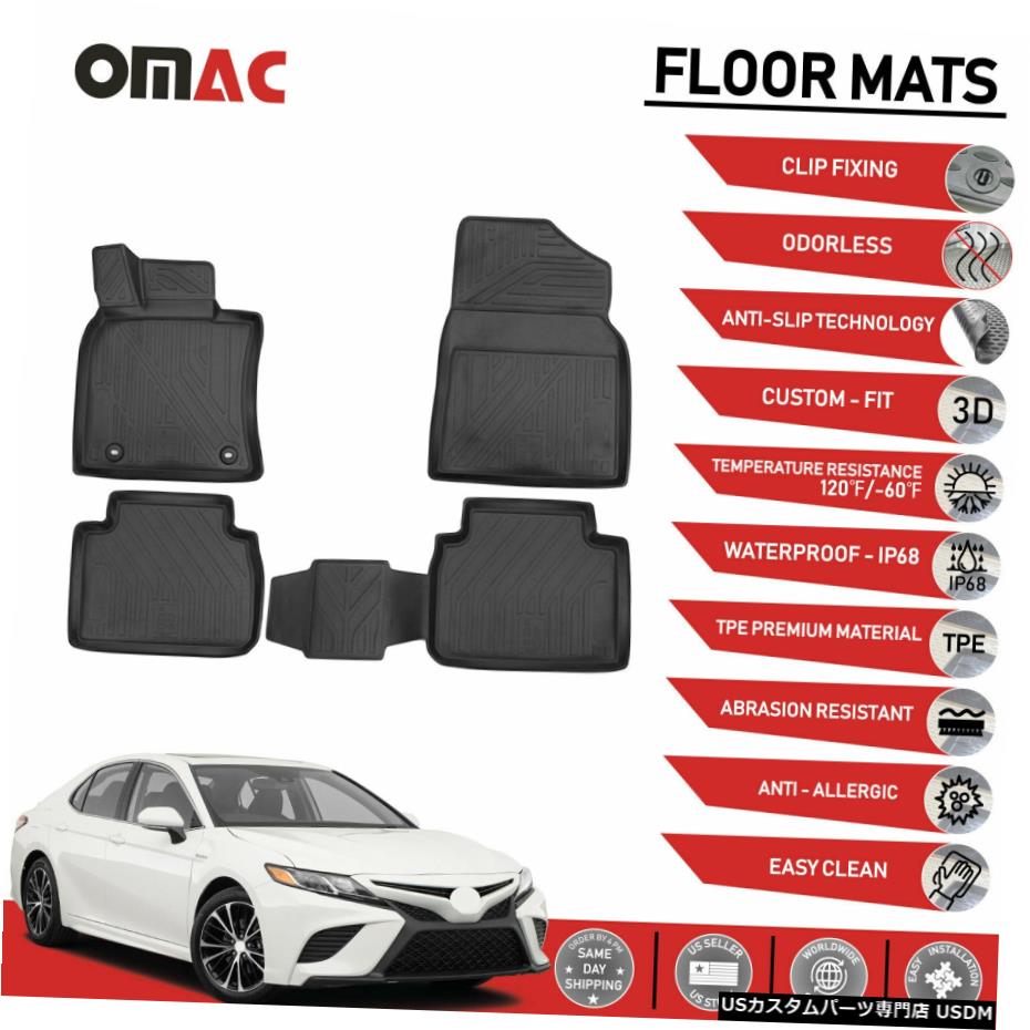 Floor Mat フロアマットライナー3Dモールドブラックセットはトヨタカムリ2018-2020に適合 Floor Mats Liner 3D Molded Black Set Fits Toyota Camry 2018-2020 【並行輸入品】