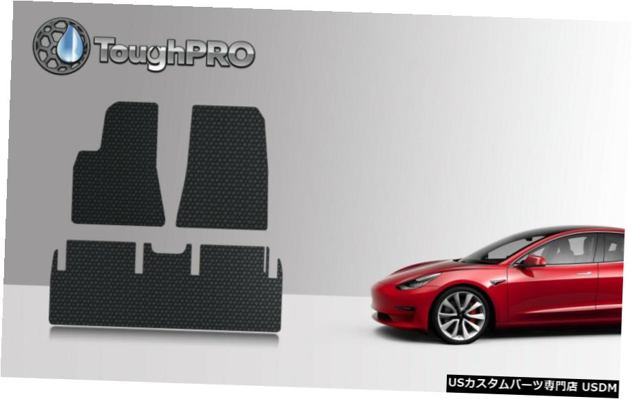 Floor Mat ToughPROブラックラバーフロアマットセット2019年8月-2020年1月テスラモデル3 ToughPRO Black Rubber Floor Mats Set For After Aug 2019-Jan 2020 Tesla Model 3 【並行輸入品】