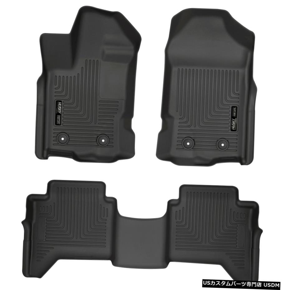 Floor Mat ハスキーライナーWeatherBeaterフロアマットライナーブラック2019-21レンジャークルーキャブ Husky Liners WeatherBeater Floor Mats Liner Black for 2019-21 Ranger Crew Cab 【並行輸入品】