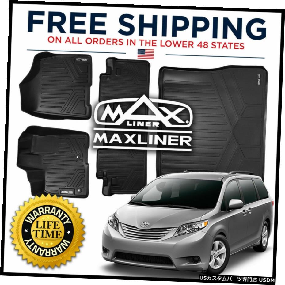 Floor Mat MaxLinerカスタム1st2nd＆Cargo Floor Mats Black for 2013-20 Sienna 8-Passenger MaxLiner Custom 1st 2nd & Cargo Floor Mats Black for 2013-20 Sienna 8-Passenger 【並行輸入品】